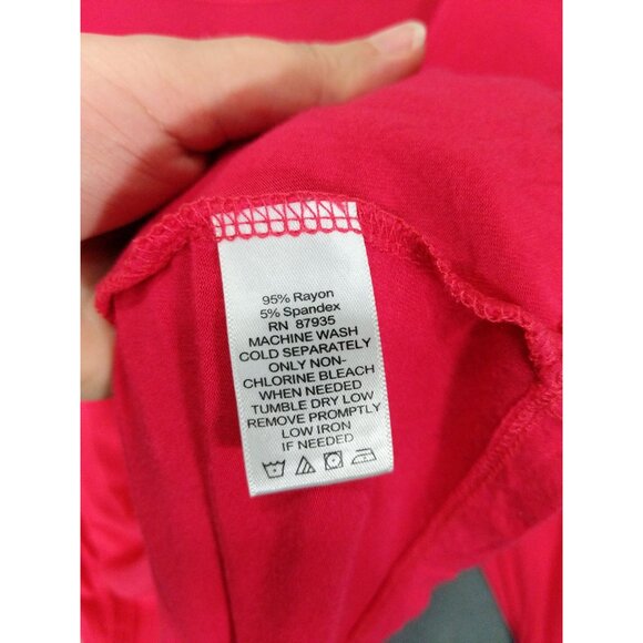 LOGO LORI GOLDSTEIN Womens Tunic Top SZ S Pockets Cinched Cuffs‎ Pink Pleat Neck - Picture 8 of 10